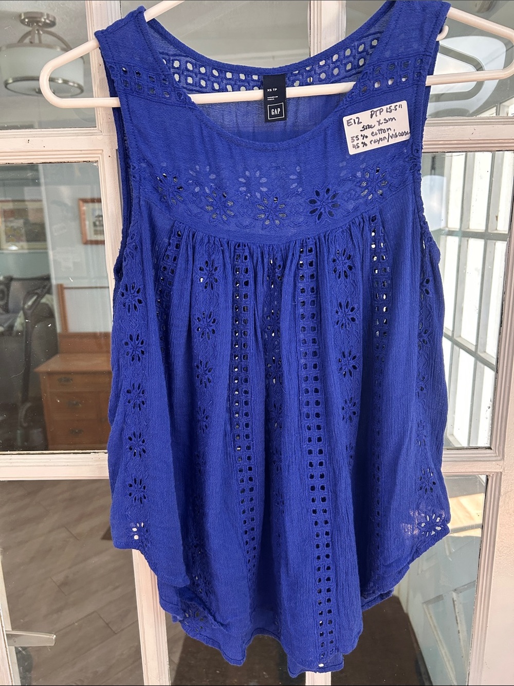 GAP Royal Blue Eyelet Sleeveless Tank Top